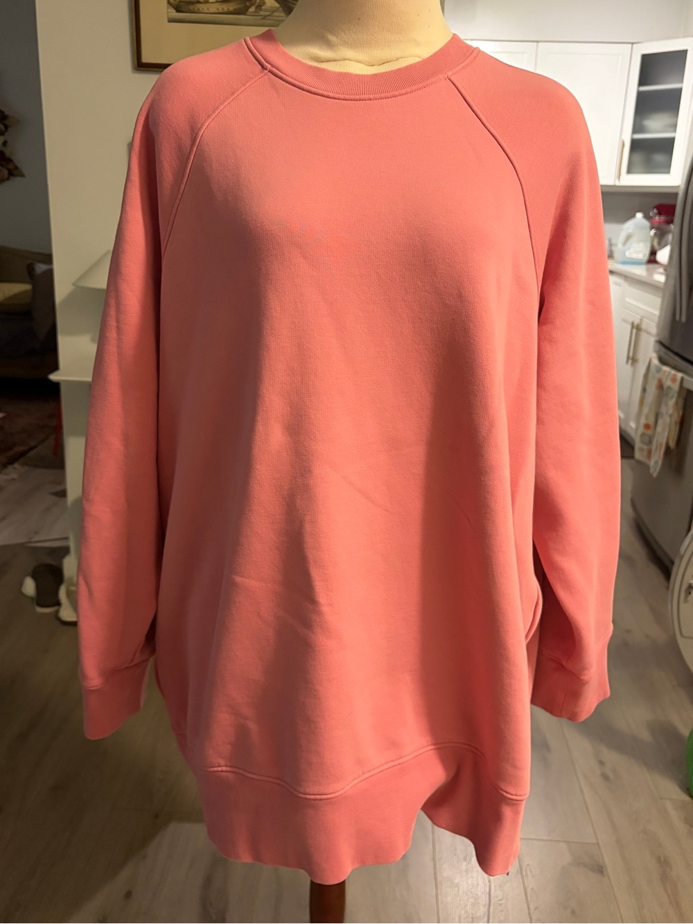 Arket Women’s Coral Pink Oversized Terry Crewneck Sweater. Size S